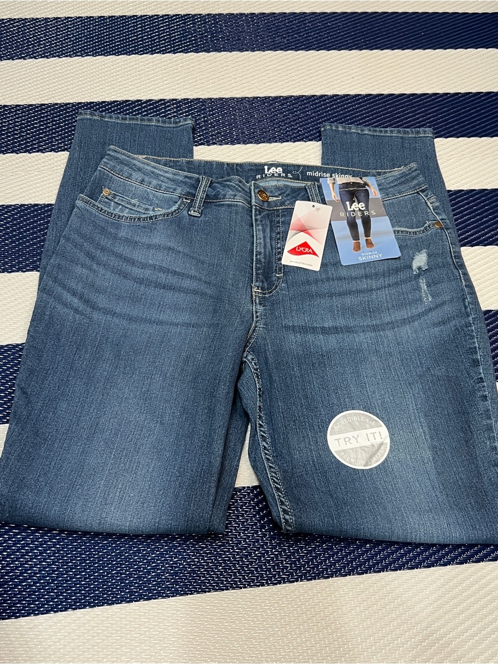 Lee Midrise Skinny Jeans in Medium Blue Wash